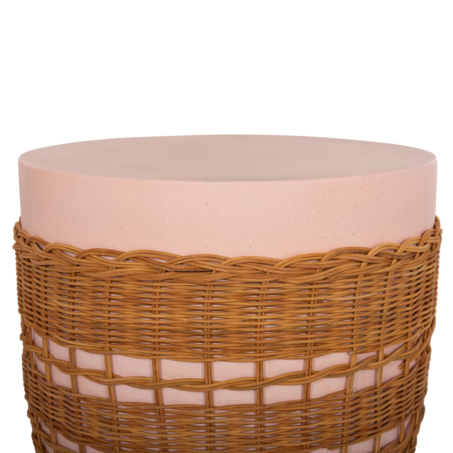ΒΟΗΘΗΤΙΚΟ ΤΡΑΠΕΖΙ VILHENA FIBER CEMENT ΡΟΖ RATTAN ΦΥΣΙΚΟ Φ44.5x45