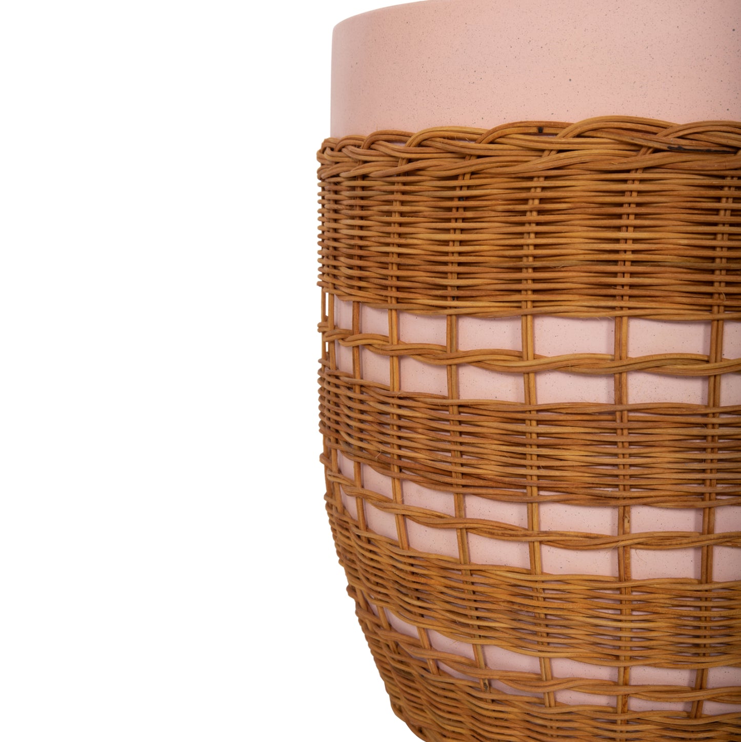 ΒΟΗΘΗΤΙΚΟ ΤΡΑΠΕΖΙ VILHENA FIBER CEMENT ΡΟΖ RATTAN ΦΥΣΙΚΟ Φ44.5x45