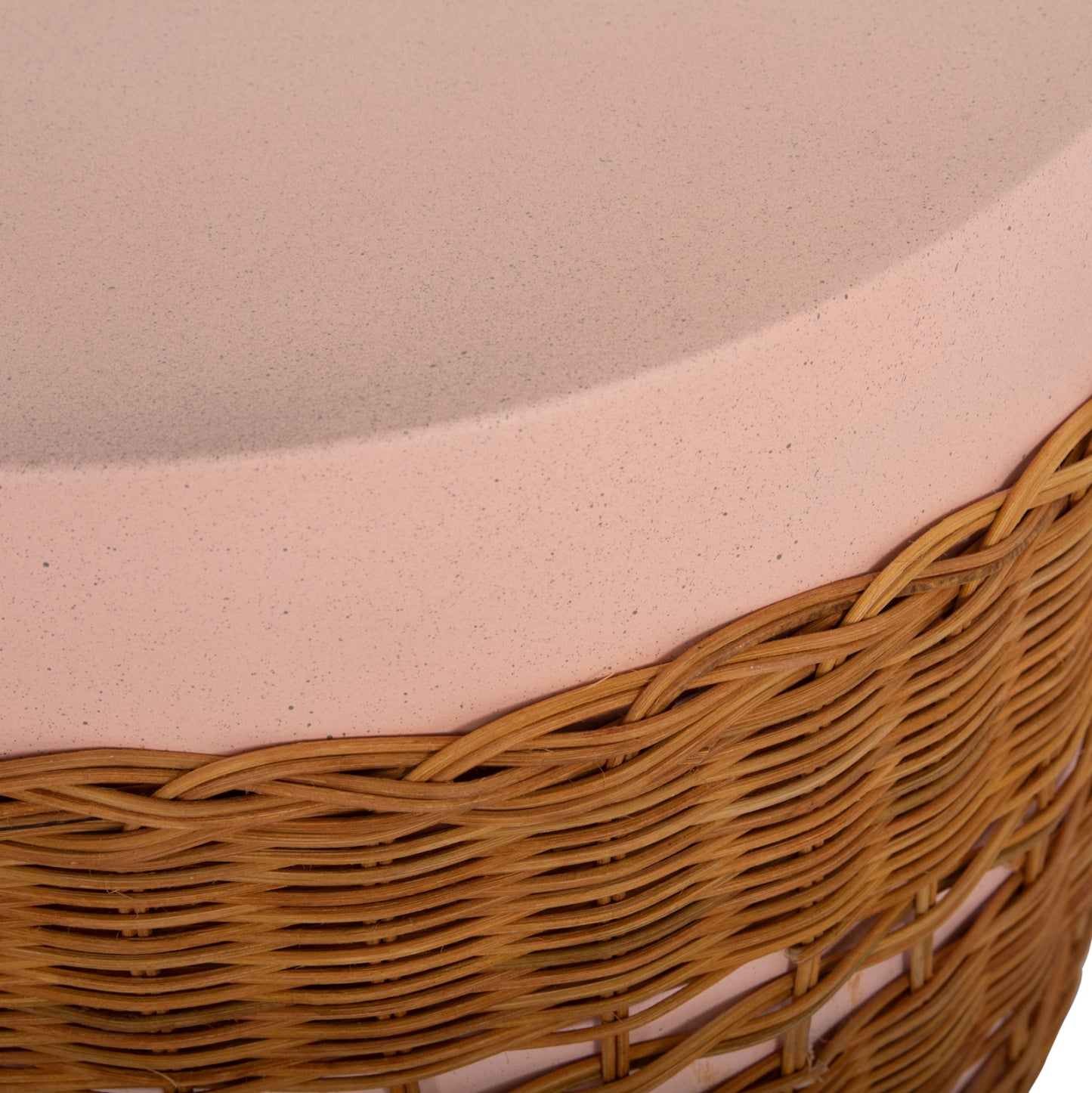 ΒΟΗΘΗΤΙΚΟ ΤΡΑΠΕΖΙ VILHENA FIBER CEMENT ΡΟΖ RATTAN ΦΥΣΙΚΟ Φ44.5x45