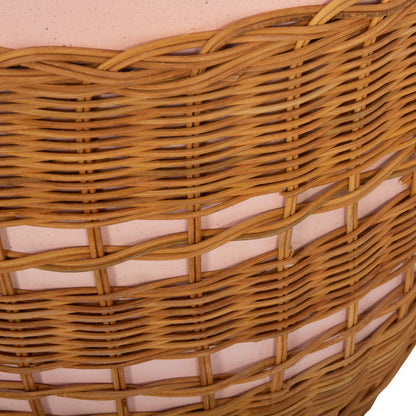 ΒΟΗΘΗΤΙΚΟ ΤΡΑΠΕΖΙ VILHENA FIBER CEMENT ΡΟΖ RATTAN ΦΥΣΙΚΟ Φ44.5x45
