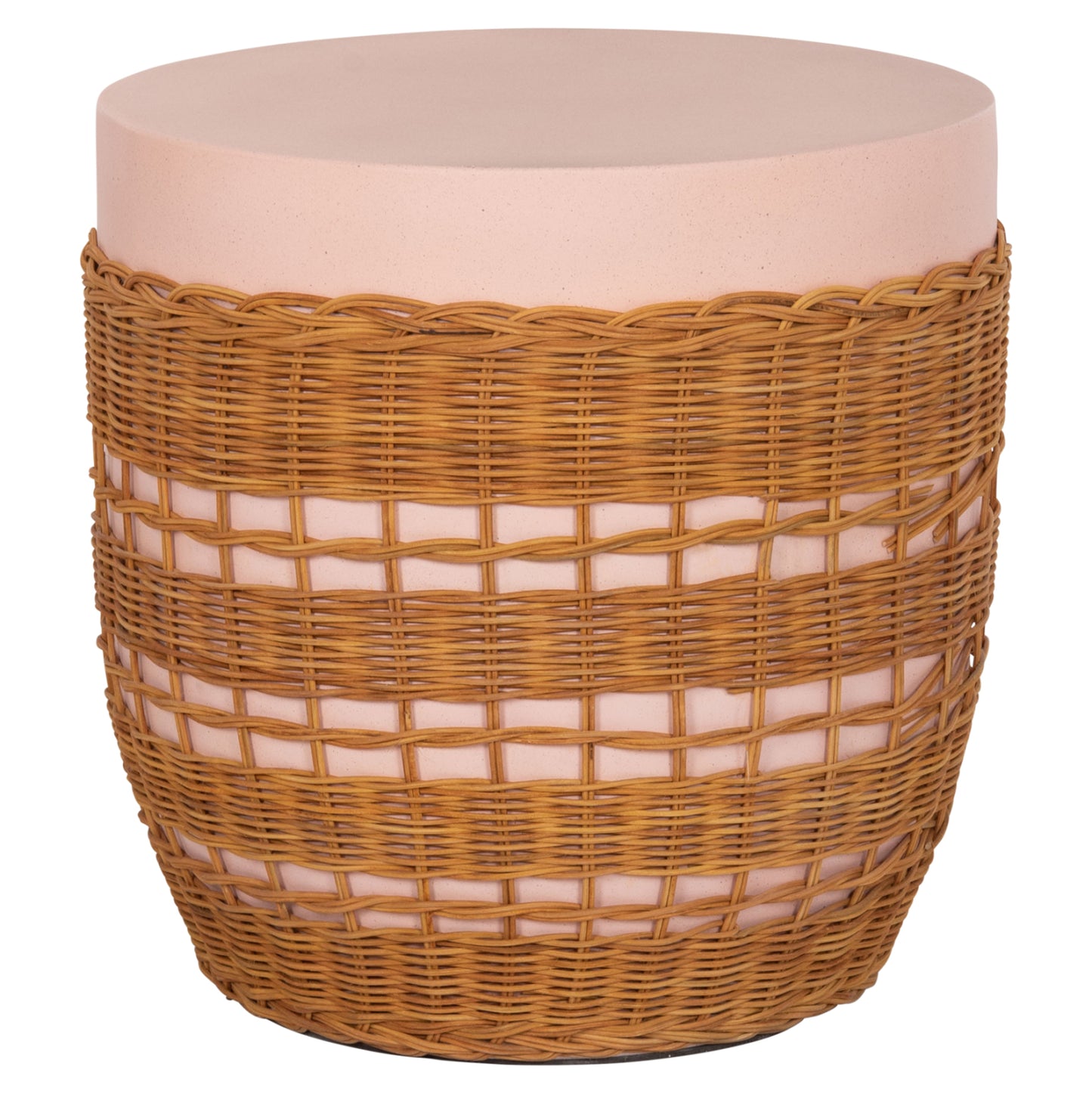 ΒΟΗΘΗΤΙΚΟ ΤΡΑΠΕΖΙ VILHENA FIBER CEMENT ΡΟΖ RATTAN ΦΥΣΙΚΟ Φ44.5x45