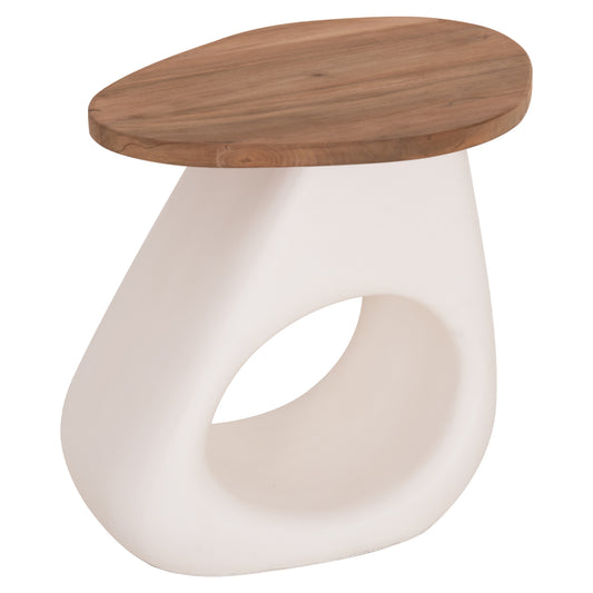 ΒΟΗΘΗΤΙΚΟ ΤΡΑΠΕΖΙ AIDA FIBER CEMENT ΛΕΥΚΟ ΞΥΛΟ TEAK TOP 47x60x59