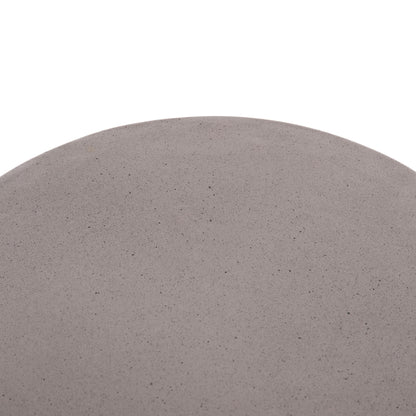 DELIA ROUND SIDE TABLE FIBER CEMENT GREY & RATTAN Ø40x45