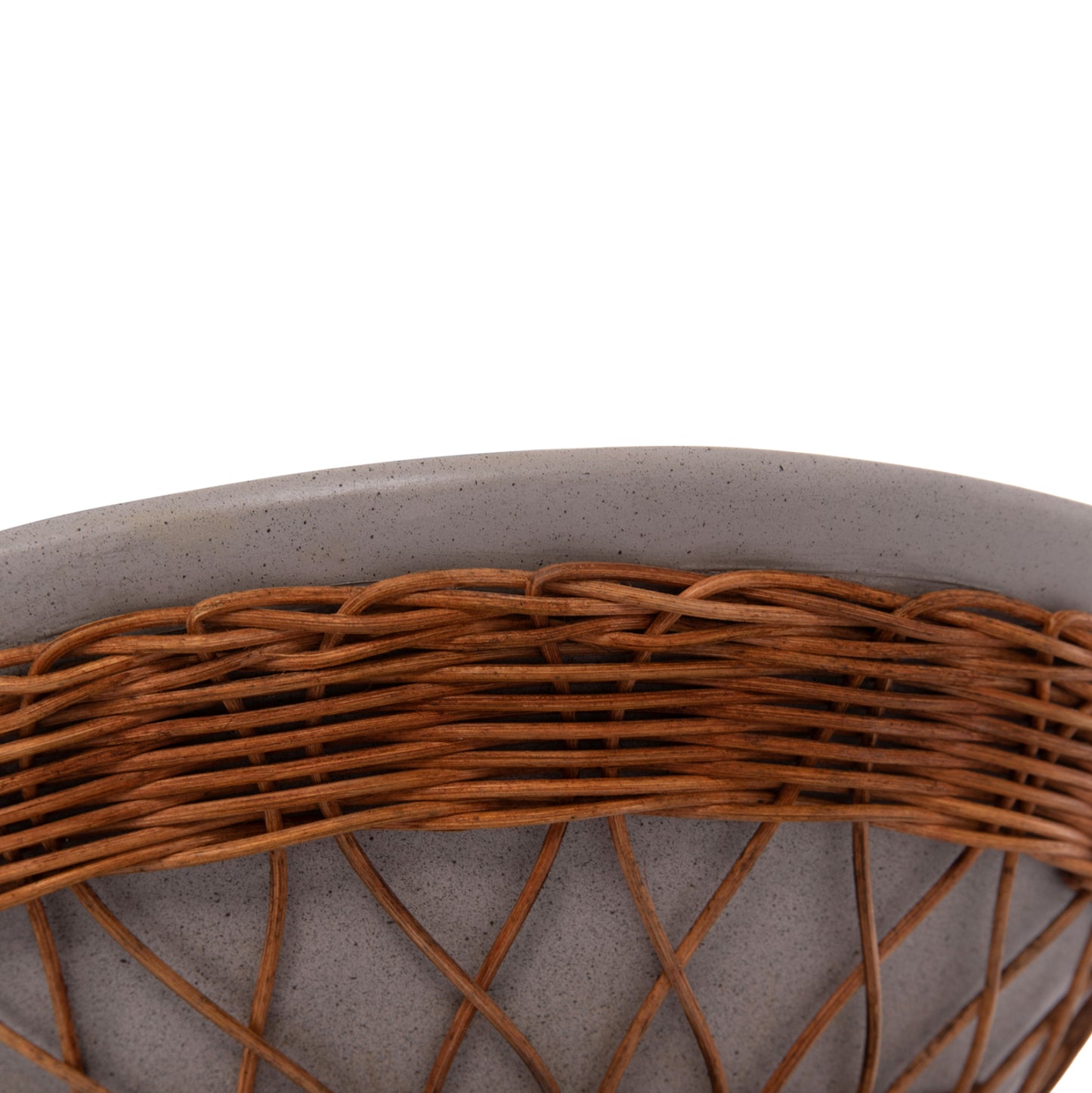 DELIA ROUND SIDE TABLE FIBER CEMENT GREY & RATTAN Ø40x45