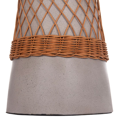 DELIA ROUND SIDE TABLE FIBER CEMENT GREY & RATTAN Ø40x45