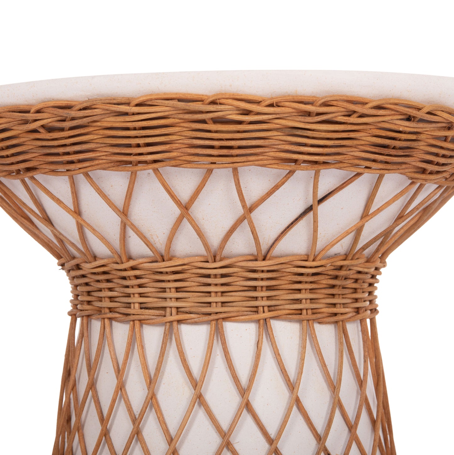 ΒΟΗΘΗΤΙΚΟ ΤΡΑΠΕΖΙ ΣΤΡΟΓΓΥΛΟ DELIA FIBER CEMENT ΛΕΥΚΟ & RATTAN Φ40x45