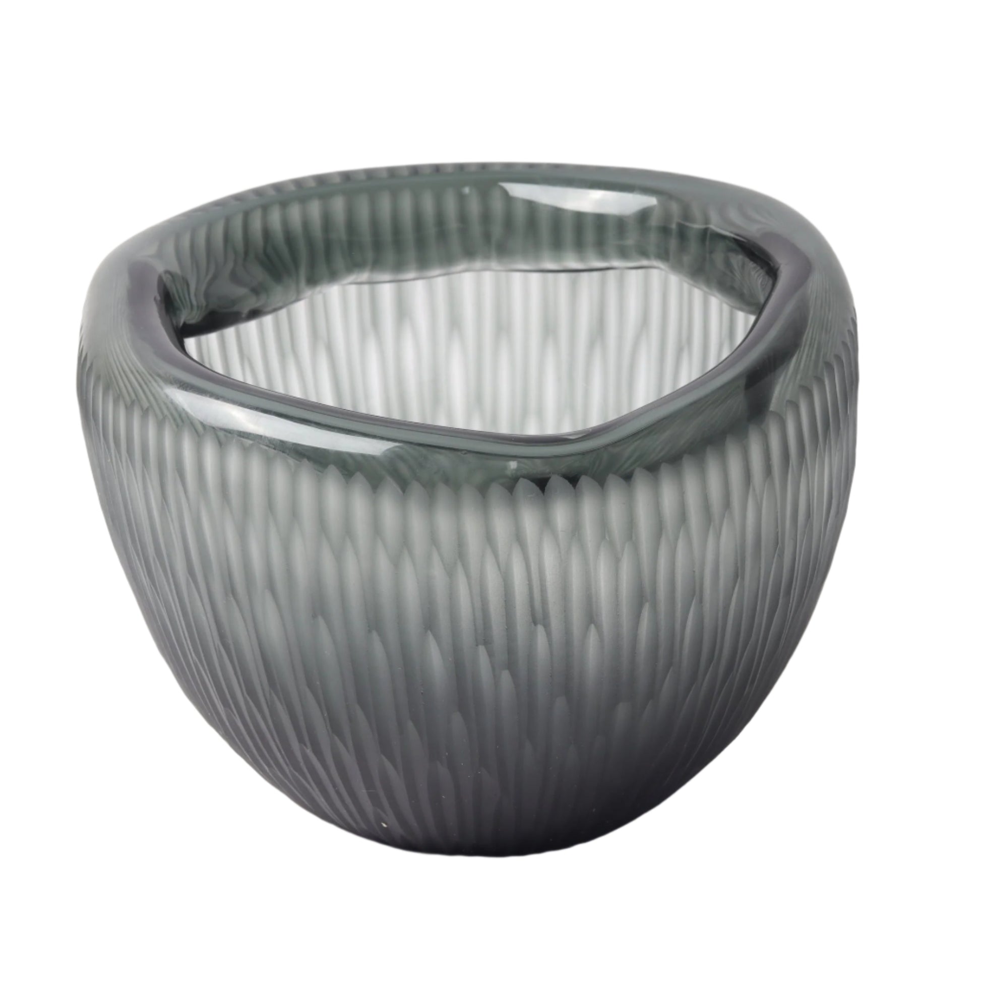 Διακοσμητικό Γυάλινο Πράσινο Κουπ Ραβδωτό 21.5x21.5x17