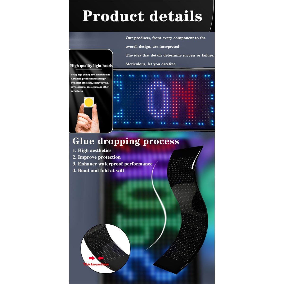 MATRIX GLB-106-0002 Εύκαμπτη Κυλιόμενη Ψηφιακή Επιγραφή P5 64x16 Pixel LED 10W DC 5V 2A με USB 2.0 Αδιάβροχο IP65 Πολύχρωμο RGB - Bluetooth Control μέσω iPIXEL APP - Μ37.4 x Π0.2 x Υ9.2