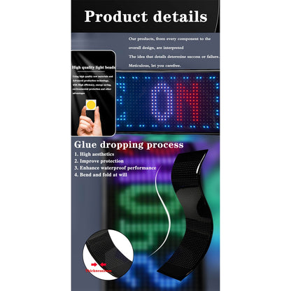 MATRIX GLB-106-0002 Εύκαμπτη Κυλιόμενη Ψηφιακή Επιγραφή P5 64x16 Pixel LED 10W DC 5V 2A με USB 2.0 Αδιάβροχο IP65 Πολύχρωμο RGB - Bluetooth Control μέσω iPIXEL APP - Μ37.4 x Π0.2 x Υ9.2
