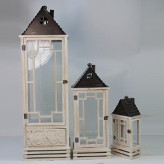 S/3 ΦΑΝΑΡΙΑ ΞΥΛΟ-ΜΕΤΑΛΛΙΚΗ ΟΡΟΦΗ ΛΕΥΚΟ-ΜΑΥΡΟ 20x13x43 27x20x69 34x26x113