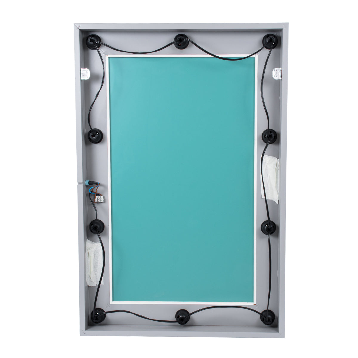 MAKEUP MIRROR-60x90-3 Μοντέρνος Καθρέπτης Μακιγιάζ με Πλαίσιο Φυσικού Ξύλου με Διακόπτη On/Off 10 x E27 AC220-240V - Μ60 x Π7 x Υ90cm - Γκρι Τσιμέντου