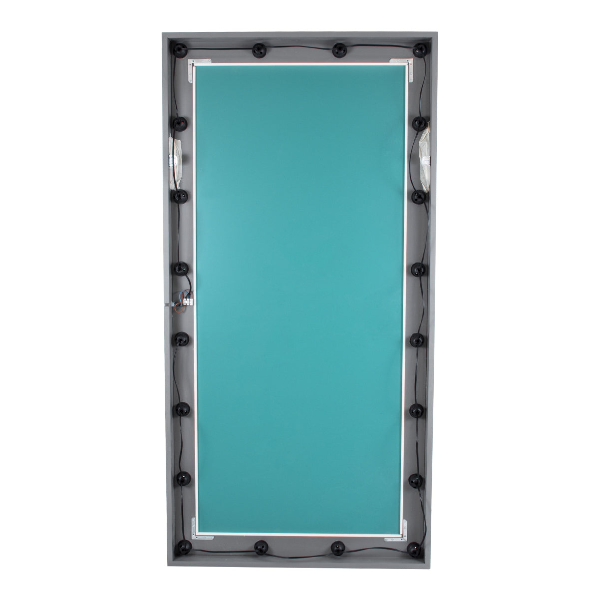 MAKEUP MIRROR-160x80-6 Μοντέρνος Καθρέπτης Μακιγιάζ με Πλαίσιο Φυσικού Ξύλου με Διακόπτη On/Off 20 x E27 AC220-240V - Μ80 x Π7 x Υ160cm - Γκρι Ανθρακί