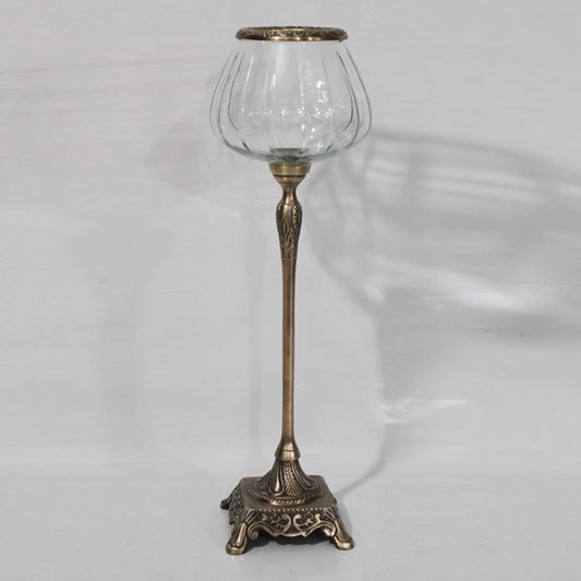 ΚΗΡΟΠΗΓΙΟ ΓΥΑΛΙΝΟ ΜΕ ΜΕΤΑΛΛΙΚΗ ΒΑΣΗ ΑΝΤΙΚΕ ΧΡΥΣΟ-ΔΙΑΦΑΝΕΣ ΓΥΑΛΙ 14x14x43