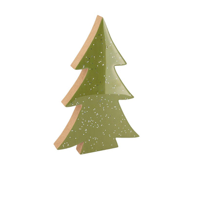 Έλατο Ξύλινο Πράσινο Λούστρο με Ασημί Γκλίτερ 12x2x18