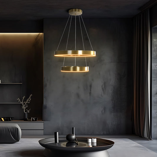 VENOM 61187 Μοντέρνο Κρεμαστό Φωτιστικό Οροφής LED 75W 8818lm 120° AC 220-240V IP20 Ρυθμιζόμενο Λευκό CCT με Χειριστήριο από 2700K έως 6000K Dimmable - Lumileds SMD Chip - Χρυσό Βούρτσας - Μ60 x Π60 x Υ40