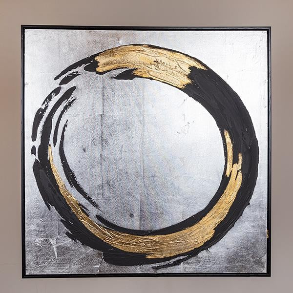 ΠΙΝΑΚΑΣ ΚΑΜΒΑΣ ΚΥΚΛΟΣ ΜΑΥΡΟΣ - ΧΡΥΣΟΣ - ΑΣΗΜΙ 80x3.5x80