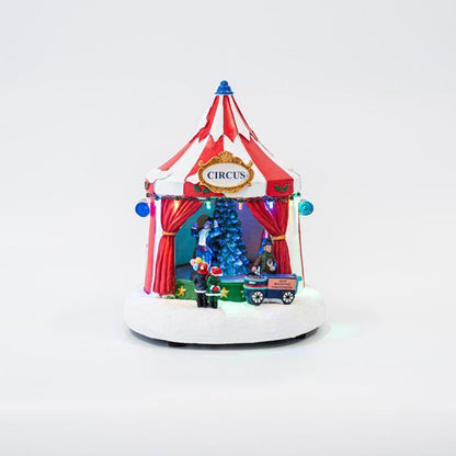 ΧΡΙΣΤΟΥΓΕΝΝΙΑΤΙΚΗ ΣΚΗΝΗ ΤΣΙΡΚΟΥ 10 LED ΜΕ ΜΕΤΑΣΧΗΜΑΤΙΣΤΗ ΜΕ ΜΟΥΣΙΚΗ ΚΑΙ ΚΙΝΗΣΗ 22x22x25