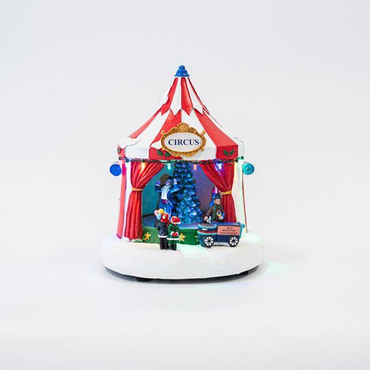 ΧΡΙΣΤΟΥΓΕΝΝΙΑΤΙΚΗ ΣΚΗΝΗ ΤΣΙΡΚΟΥ 10 LED ΜΕ ΜΕΤΑΣΧΗΜΑΤΙΣΤΗ ΜΕ ΜΟΥΣΙΚΗ ΚΑΙ ΚΙΝΗΣΗ 22x22x25