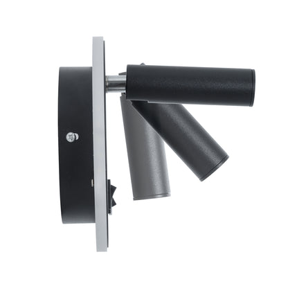 LADY-R 60938 Μοντέρνο Φωτιστικό Τοίχου - Απλίκα Ξενοδοχείου Reading Light με Φορτιστή USB 3A LED 6W 600lm 36° & 360° AC 220-240V IP20 Φυσικό Λευκό 4500K - Bridgelux COB Chip & TÜV SÜD Driver - Μαύρο Ματ - Μ15 x Π15 x Υ7