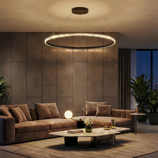 DIAMOND KLV-101-0233 Κρεμαστό Φωτιστικό Οροφής LED 75W 7500lm 180° AC 220-240V IP20 Ρυθμιζόμενο Λευκό CCT με Χειριστήριο από 2700K έως 6000K Dimmable - Lumileds SMD Chip - Μαύρο Ματ - Μ100 x Π100 x Υ3