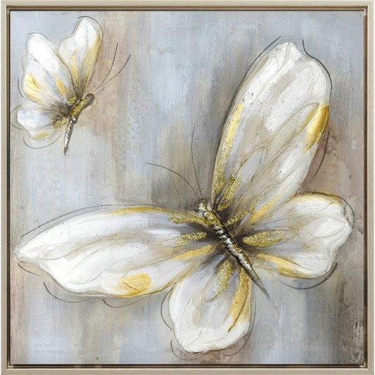 Πίνακας σε Καμβά Πεταλούδα σε Ασημί Κάδρο 43x3x43