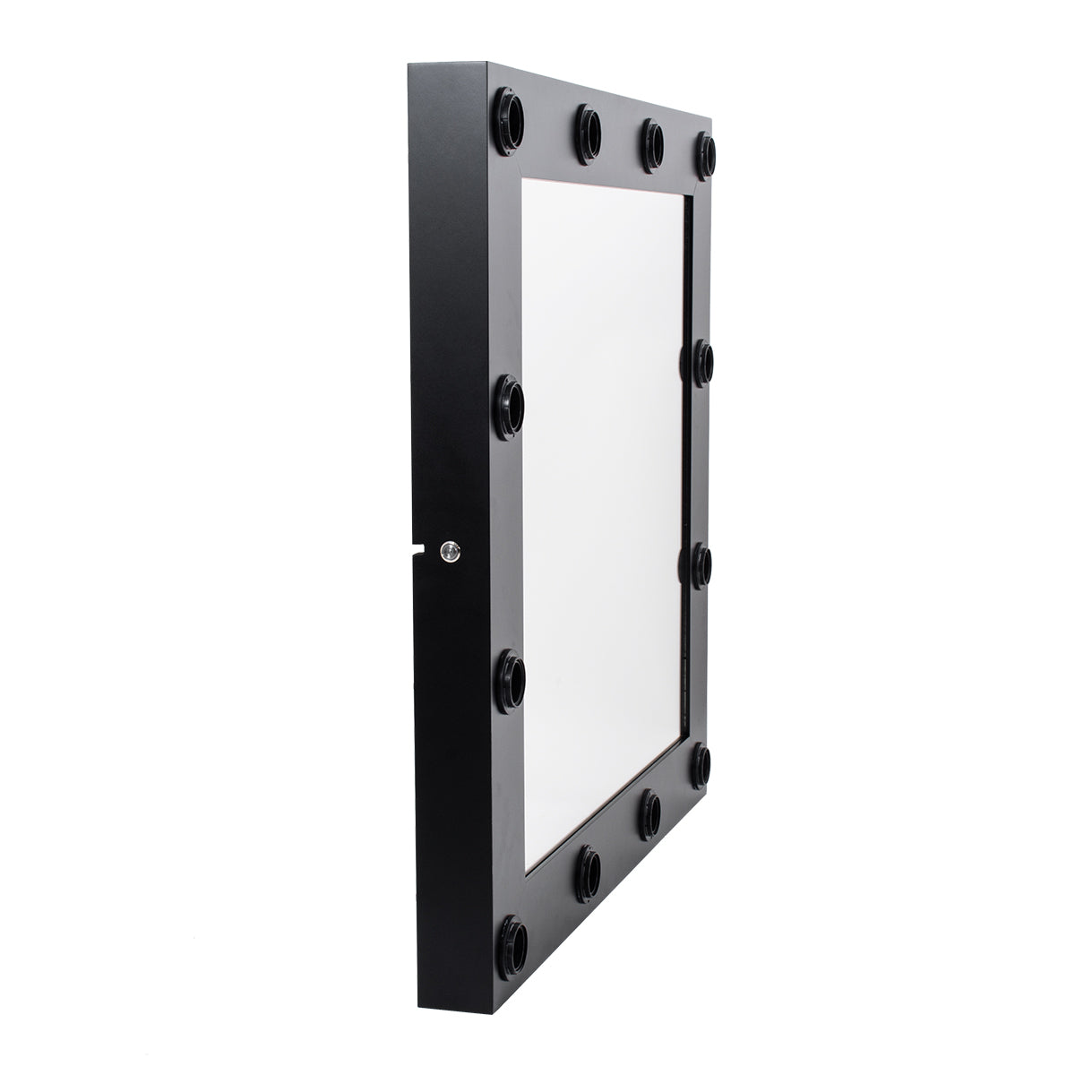 MAKEUP MIRROR-80x80-5 Μοντέρνος Καθρέπτης Μακιγιάζ με Πλαίσιο Φυσικού Ξύλου με Διακόπτη On/Off 12 x E27 AC220-240V - Μ80 x Π7 x Υ80cm - Μαύρος Έβενος