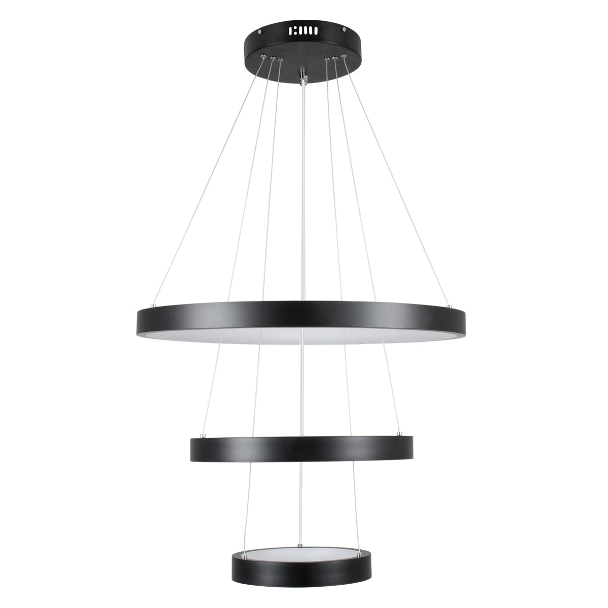 NEMESIS TRIO 61167-DECO Μοντέρνο Κρεμαστό Φωτιστικό Οροφής LED 100W 12123lm 360° AC 220-240V IP20 Ρυθμιζόμενο Λευκό CCT με Χειριστήριο από 2700K έως 6000K Dimmable - Lumileds SMD Chip - Μαύρο Ματ - Μ60 x Π60 x Υ60