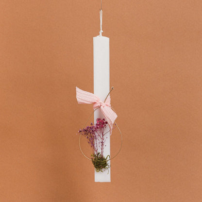 Λαμπάδα Στολισμένη με Μωβ Αποξηραμένα σε Συσκευασία Δώρου