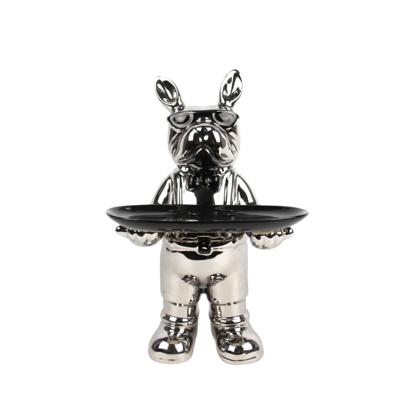 Κεραμικό Διακοσμητικό Σκυλάκι Ασημί/Μαύρο 30.5εκ