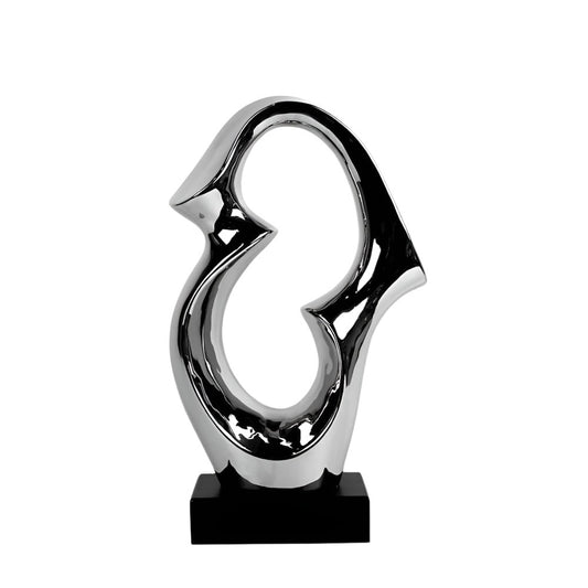 Κεραμικό Ασημί Διακοσμητικό Σχέδιο Αφηρημένο σε Βάση 36εκ