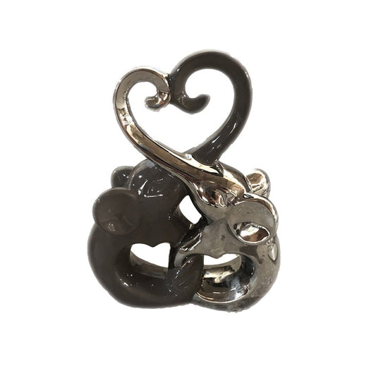 Διακοσμητικά Κεραμικά Ελεφαντάκια Καρδιά Ασημί 20x8x25