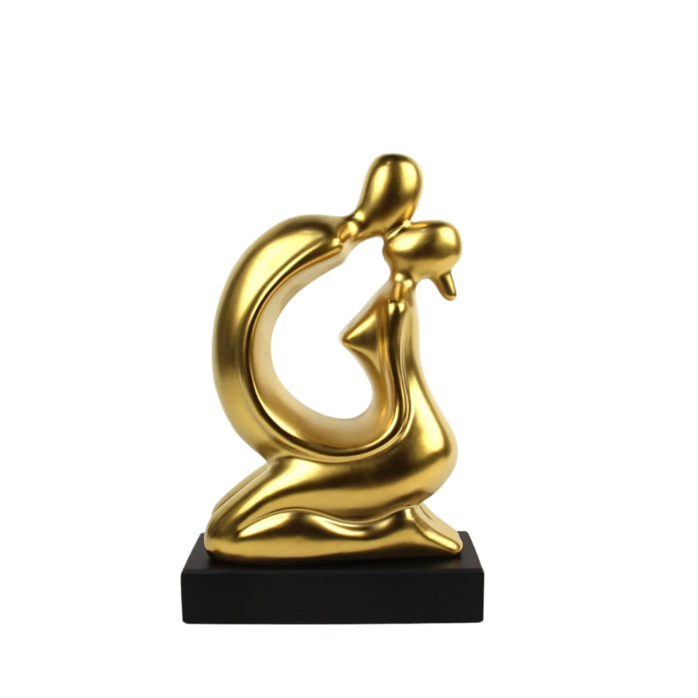 Κεραμικό Διακοσμητικό Ζευγάρι Που Φιλιέται Χρυσό Ματ σε Μαύρη Βάση 31εκ