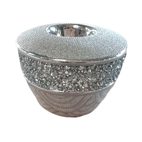 Κεραμικό Κηροπήγιο Ζαχαρί/Ασημί 12x12x11