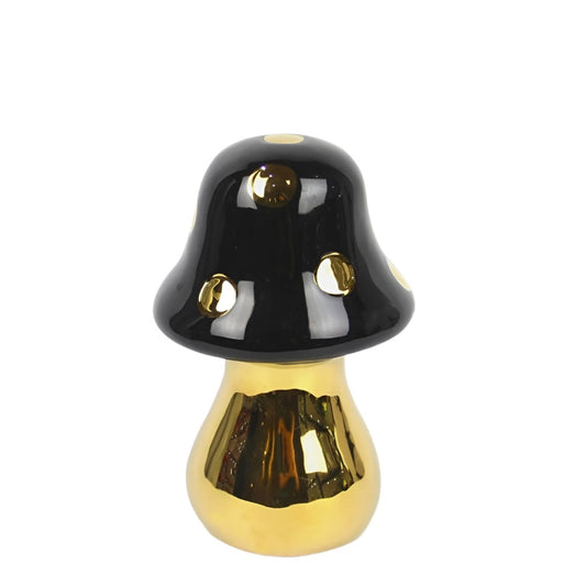 Μανιτάρι Διακοσμητικό Κεραμικό Χρυσό/Μαύρο 19εκ
