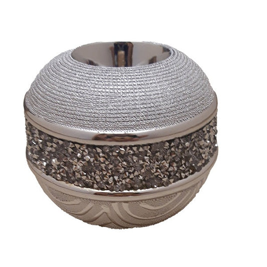 Κεραμικό Κηροπήγιο Ρεσώ Ζαχαρί/Ασημί 11x11x8