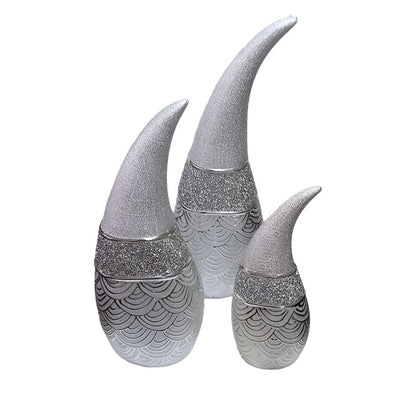 Κεραμικό Διακοσμητικό Ασημί Βάζο Φλόγα 14x11x46