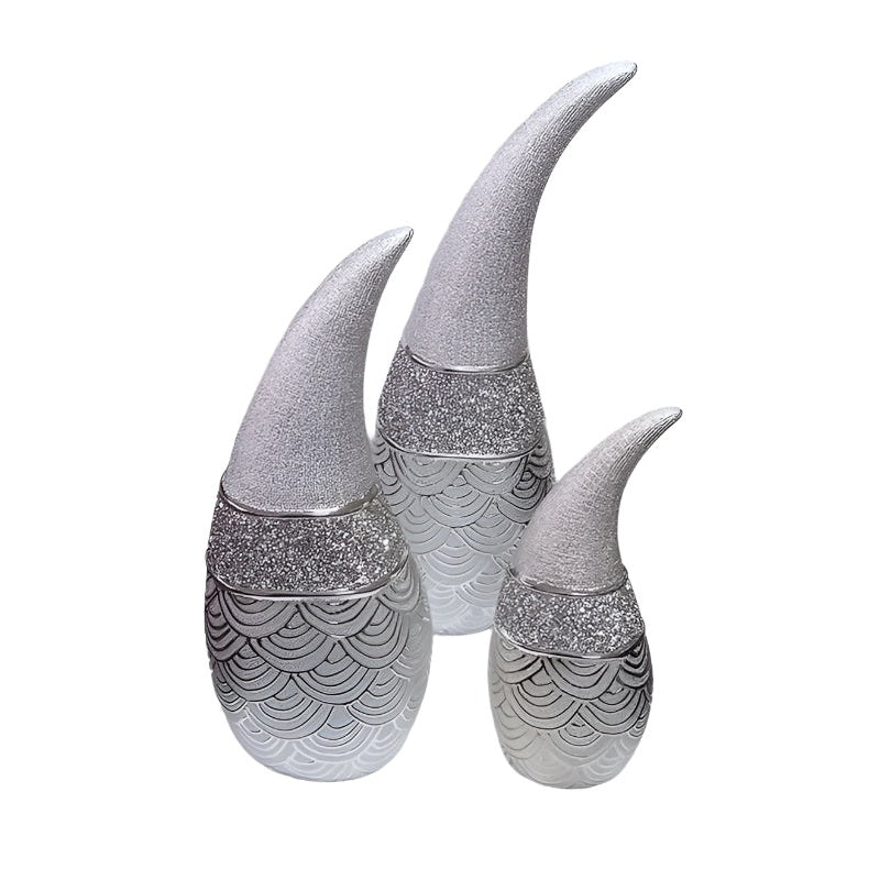 Κεραμικό Διακοσμητικό Ασημί Βάζο Φλόγα 11x10x28