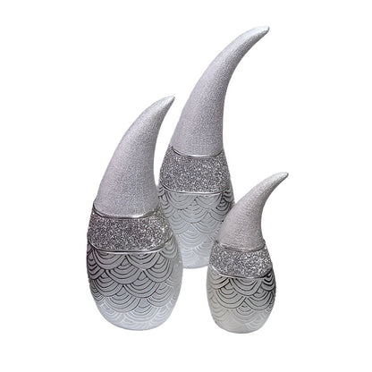 Κεραμικό Διακοσμητικό Ασημί Βάζο Φλόγα 11x10x28