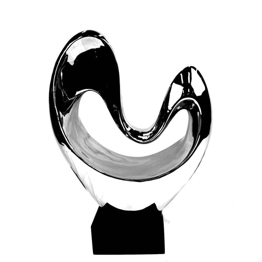 Κεραμικό Ασημί Διακοσμητικό Σχέδιο Αφηρημένη Καρδιά σε Βάση 36εκ