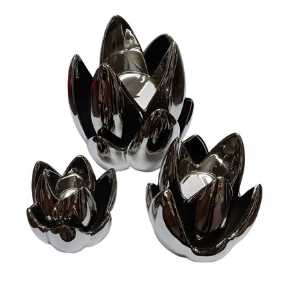 Κεραμικό Διακοσμητικό Ασημί Νούφαρο 13x13x19