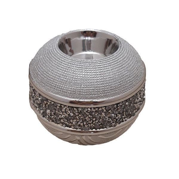 Κεραμικό Κηροπήγιο Ρεσώ Ζαχαρί/Ασημί 11x11x7