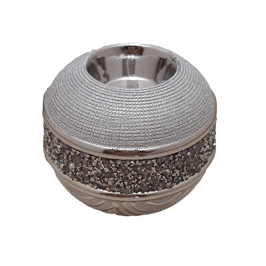 Κεραμικό Κηροπήγιο Ρεσώ Ζαχαρί/Ασημί 11x11x7