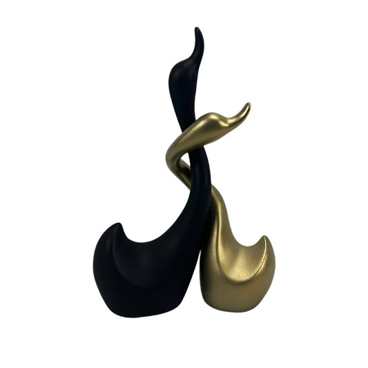 Κύκνος Κεραμικό Διακοσμητικό Σετ 2 Τεμαχίων σε Χρυσό/Μαύρο Ματ 17x9x25