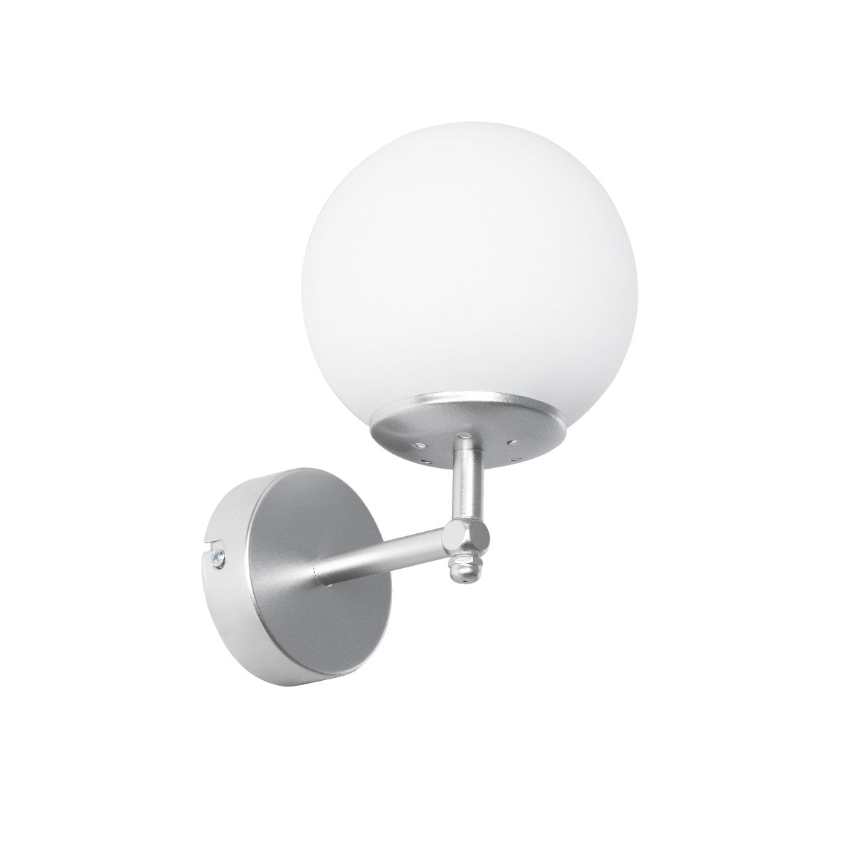 DALPH 203-0031 Vintage Επιτοίχιο Φωτιστικό Απλίκα Μονόφωτο 1 x E27 IP20 Ασημί Μέταλλο με Λευκό Γυαλί - M18 x Π15 x Υ23