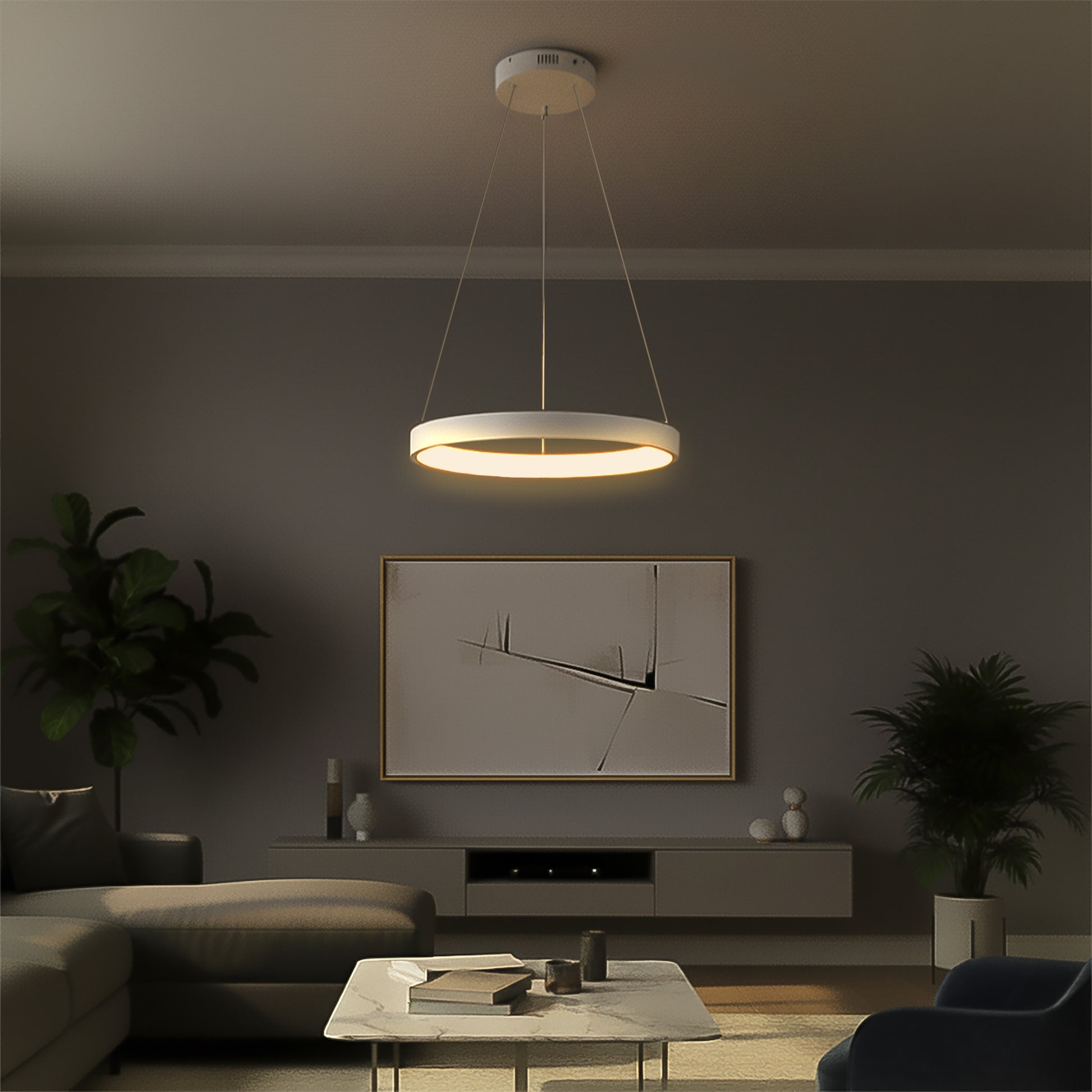 NEMESIS KLV-101-0209 Κρεμαστό Φωτιστικό Οροφής LED 45W 4500lm 180° AC 220-240V IP20 Ρυθμιζόμενο Λευκό CCT με Χειριστήριο από 2700K έως 6000K Dimmable - Lumileds SMD Chip - Λευκό Ματ - Μ60 x Π60 x Υ4