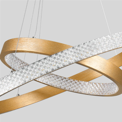DIAMOND DUO 61151-DECO Κρεμαστό Φωτιστικό Δαχτυλίδι-Κύκλος LED CCT 75W 8743lm 360° AC 220-240V - Εναλλαγή Φωτισμού μέσω Τηλεχειριστηρίου All In One Ψυχρό 6000k+Φυσικό 4500k+Θερμό 2700k Dimmable Φ40+60cm - Χρυσό Βούρτσας