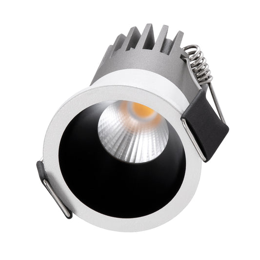 MICRO-S 60235 Χωνευτό LED Spot Downlight TrimLess Φ4cm 5W 625lm 38° AC 220-240V IP20 Φ4 x Υ5.9cm - Στρόγγυλο - Λευκό με Μαύρο Κάτοπτρο - Θερμό Λευκό 2700K - Bridgelux COB