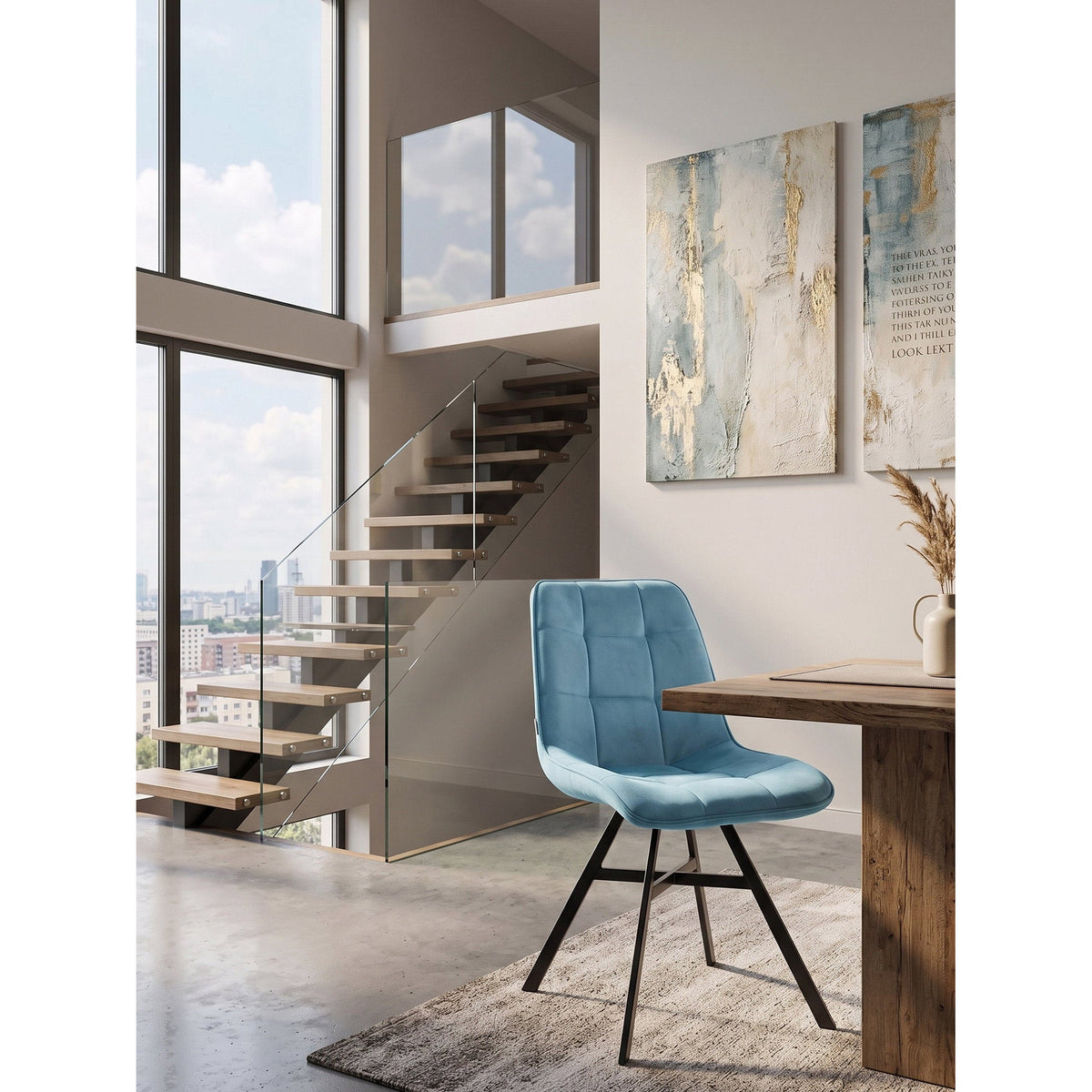 Καρέκλα Gina Γαλάζιο 48x60x84