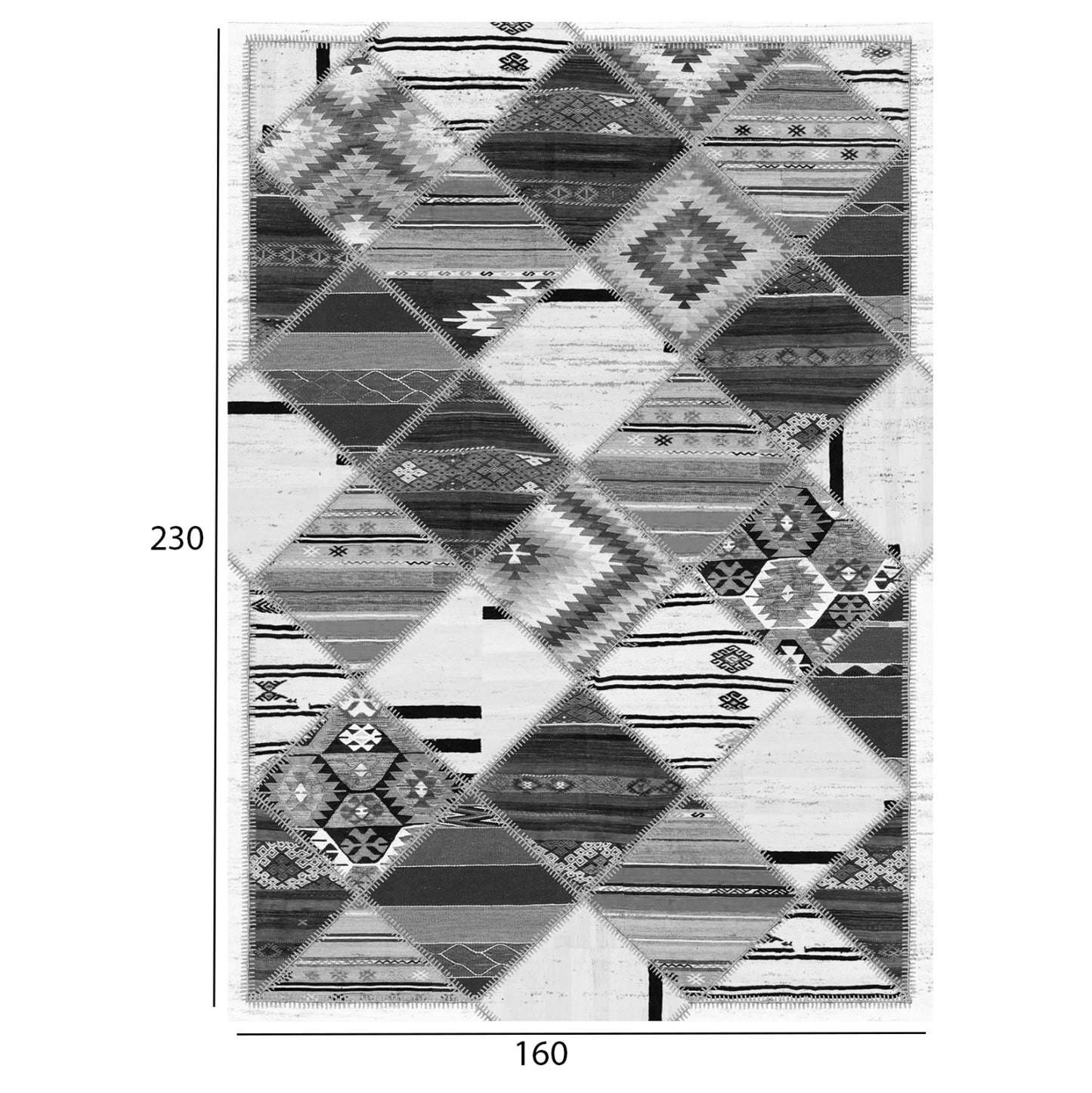 ΧΑΛΙ ΣΑΛΟΝΙΟΥ ETHNIC ΜΕ ΚΡΟΣΙΑ JOSIANE ΓΚΡΙ 160x230εκ