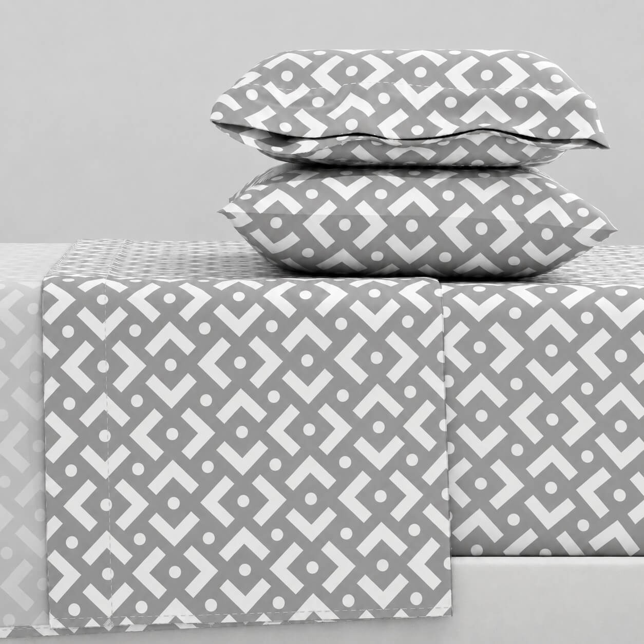 Σεντόνια Υπέρδιπλα Σετ 2 x 2.45x2.60εκ + 2 x 52x72εκ Chiara Grey